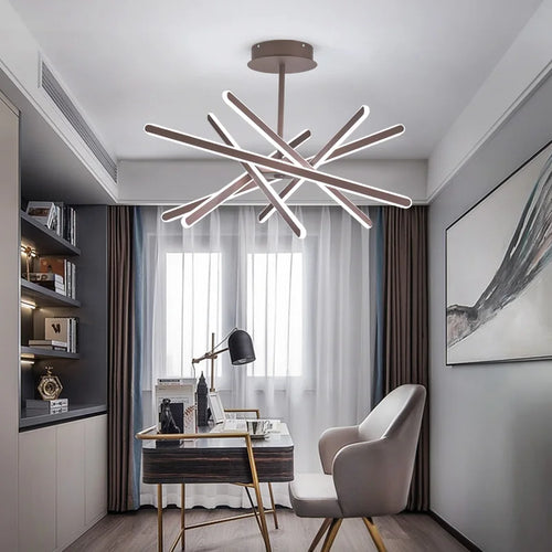 Modern LED chandelier with remote control and dimmable brightness - vue 4 sur 6
