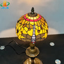 Antique enamelled tiffany table lamp for children with metal base