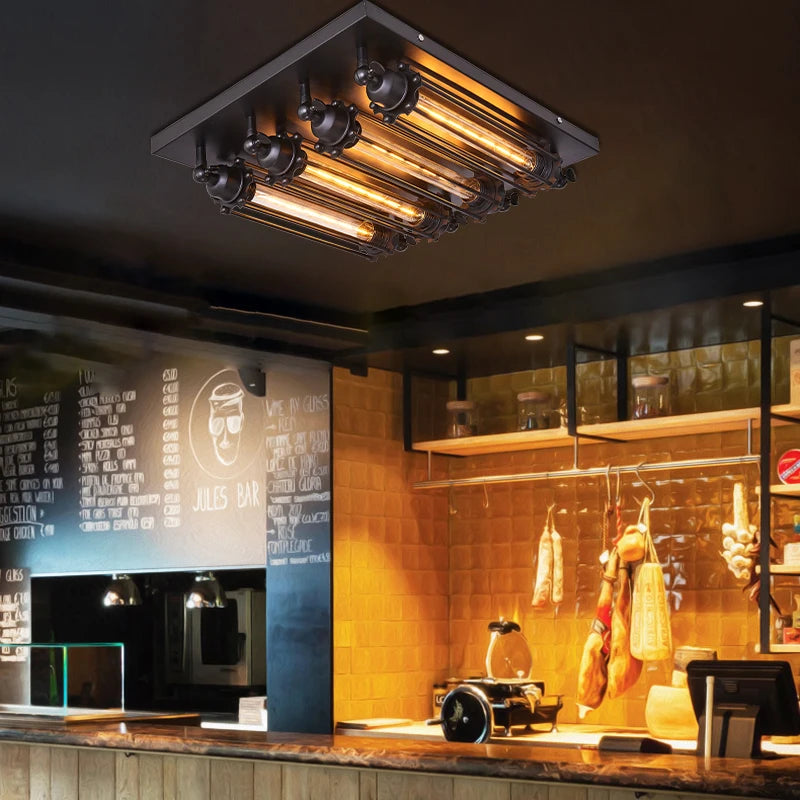 Retro vintage industrial black ceiling light - vue 3 sur 6