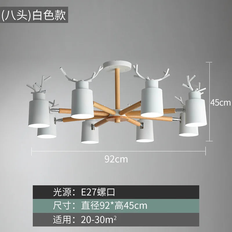 Nordic wood ceiling light with simple and creative design - vue 10 sur 16