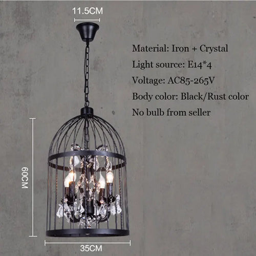 Vintage crystal bird cage chandelier for bar or restaurant - vue 3 sur 7