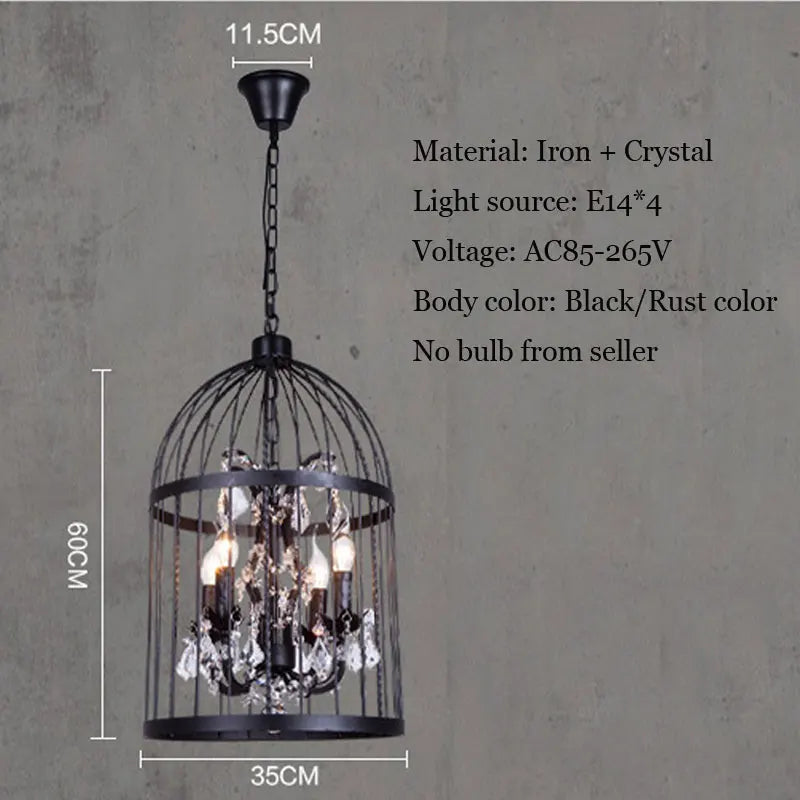 Vintage crystal bird cage chandelier for bar or restaurant