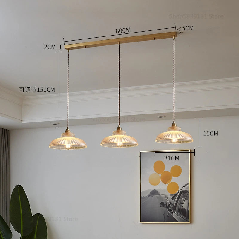 Nordic vintage striped glass pendant light - vue 9 sur 12