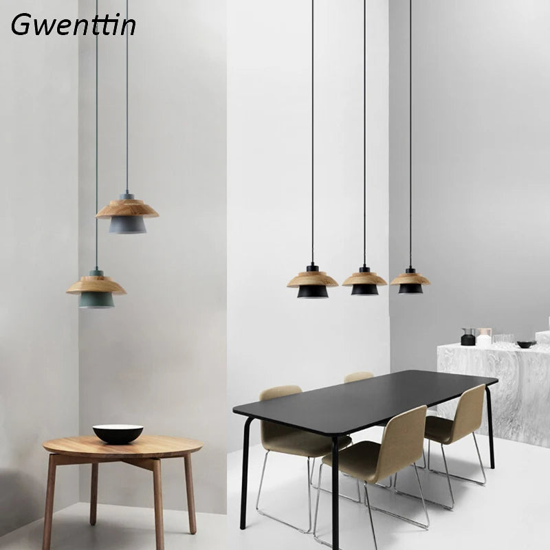 Wooden pendant light for modern lighting and decoration - vue 10 sur 11