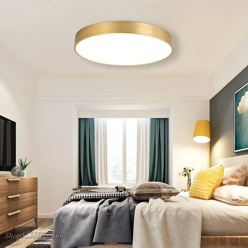 Modern ultra-thin gold acrylic LED ceiling light