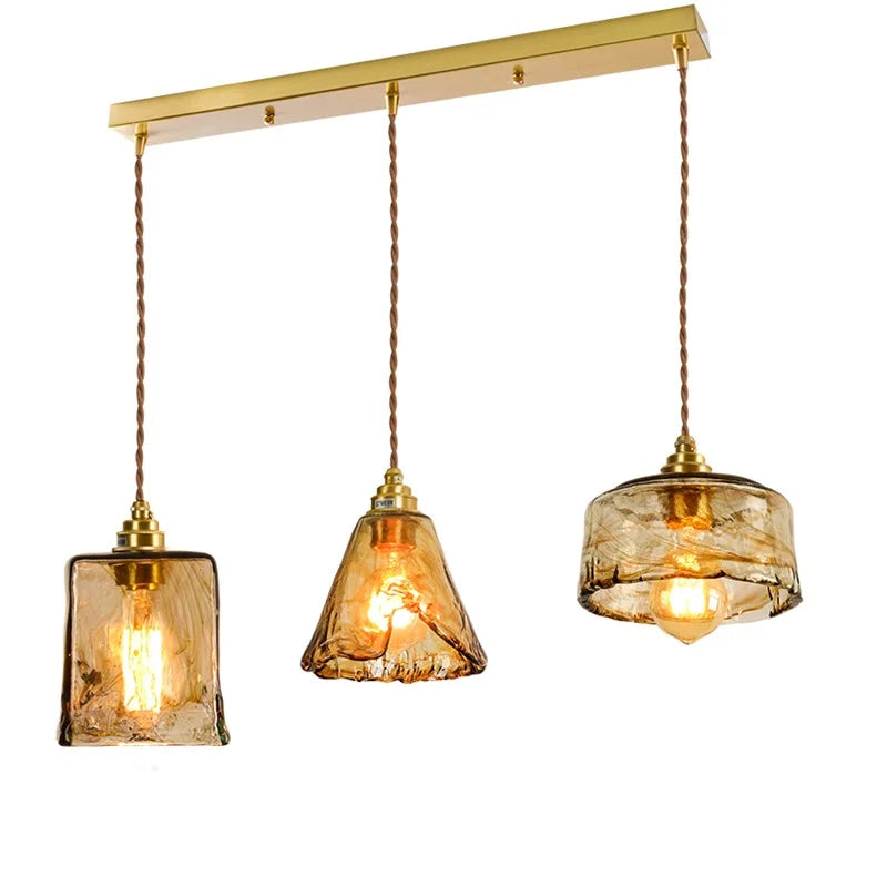 Adjustable vintage Japanese-style LED wood and copper pendant light - vue 20 sur 21