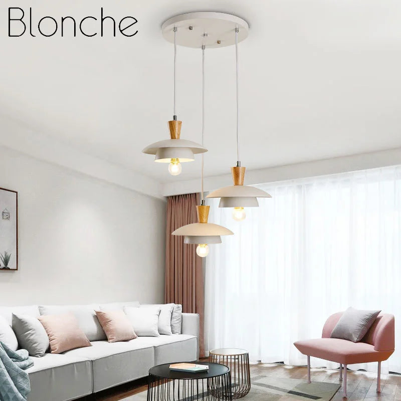 Modern wrought iron chandelier with creative macaron style for interiors - vue 3 sur 8