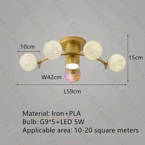 designer ceiling light in black and gold metal with white ball for modern interiors - vue 18 sur 18
