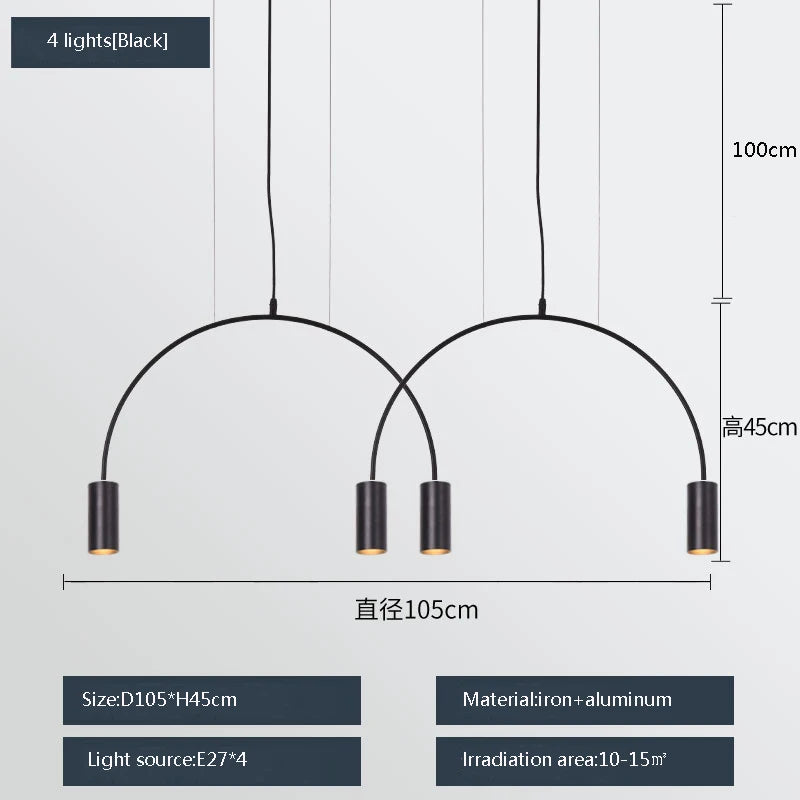 suspension moderne à trois têtes design créatif et élégant