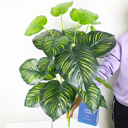 Artificial monstera and palm tropical leaves for indoor decoration - vue 11 sur 18
