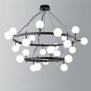 Nordic iron chandelier with LED glass balls for restaurant