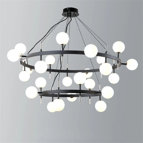 Nordic iron chandelier with LED glass balls for restaurant - vue 5 sur 20