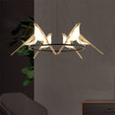 Luxury LED designer chandelier with golden magpie birds
