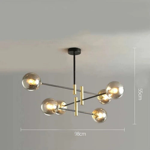 Modern LED glass ball chandelier nordic creative lighting - vue 15 sur 18
