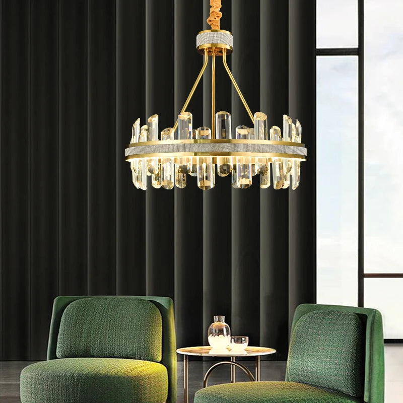 Postmodern round crystal chandelier for a creative interior