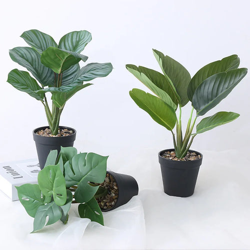 Artificial tropical banana plant in pot jungle realistic decor - vue 4 sur 8