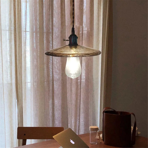 Vintage nordic style glass and brass pendant light