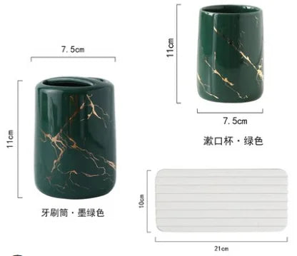 Multifunctional ceramic toothbrush holder for bathroom - vue 19 sur 19
