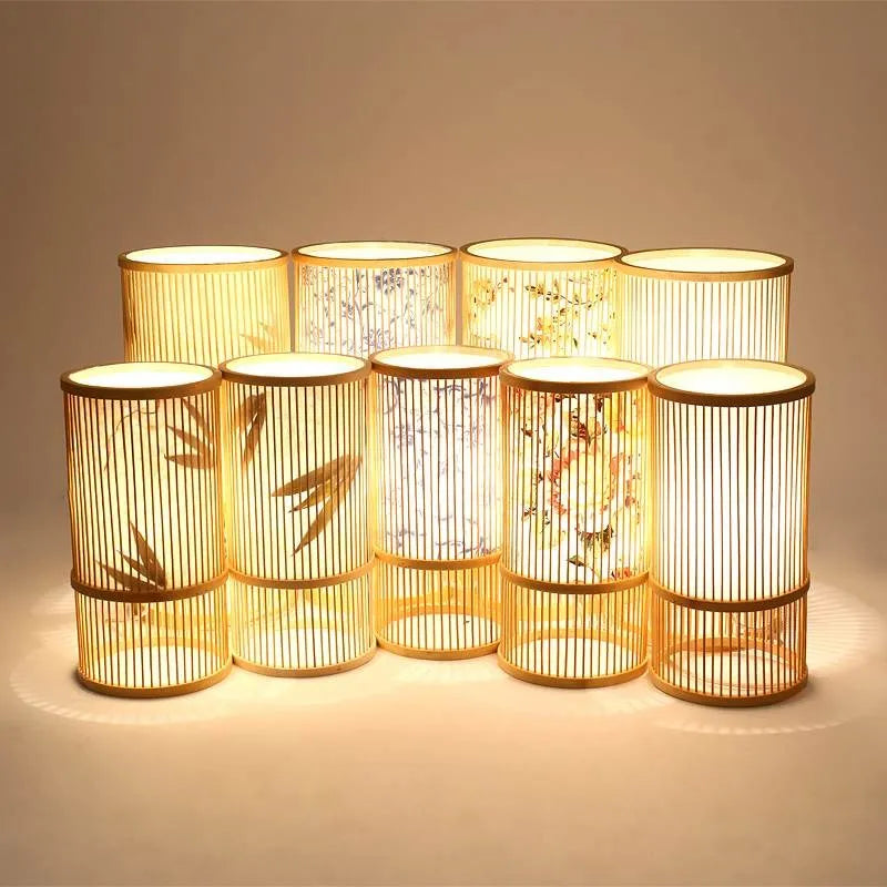 Modern Japanese bamboo wooden handmade floor lamp