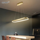 Modern rectangular LED pendant light with remote control