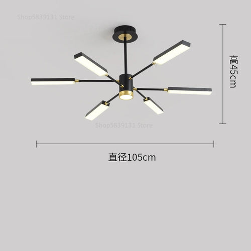 Modern Nordic iron art chandelier with LED lighting - vue 9 sur 9
