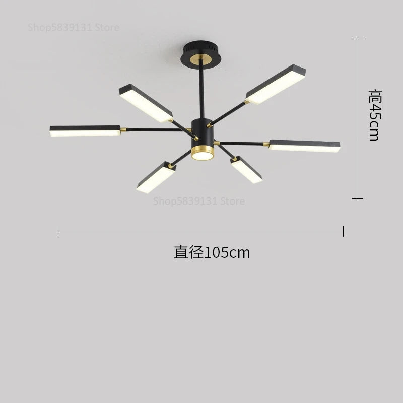 Modern Nordic iron art chandelier with LED lighting - vue 8 sur 9