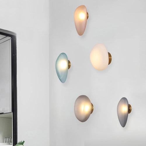 Modern nordic LED wall light pebble design for bedroom and staircase - vue 3 sur 21
