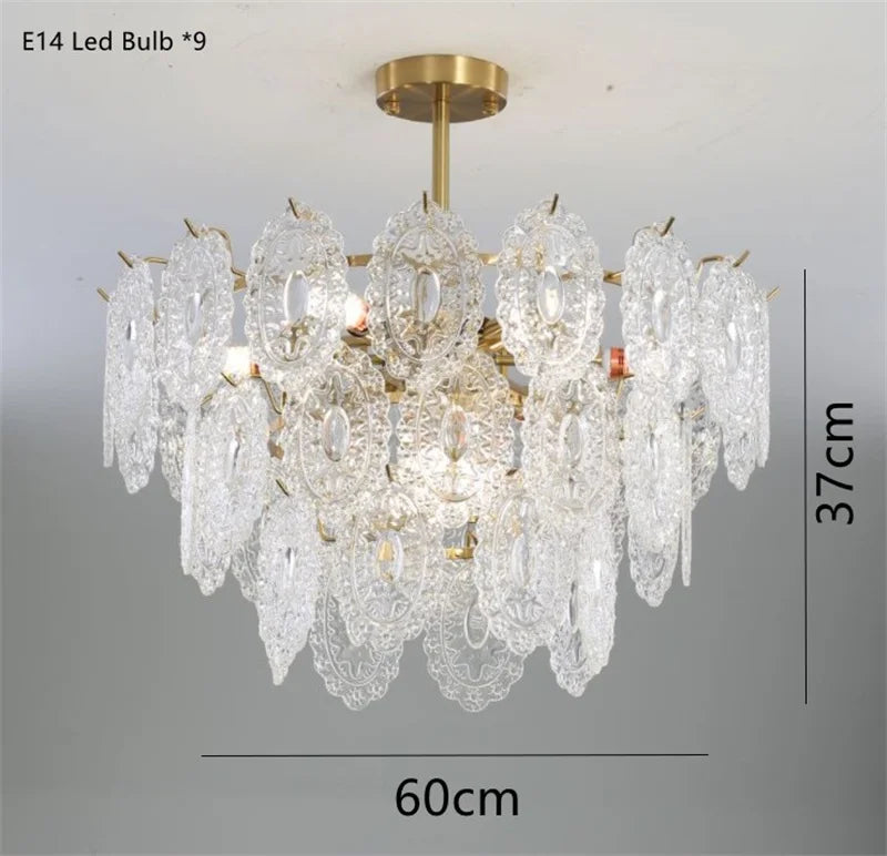 Modern round golden crystal LED chandelier