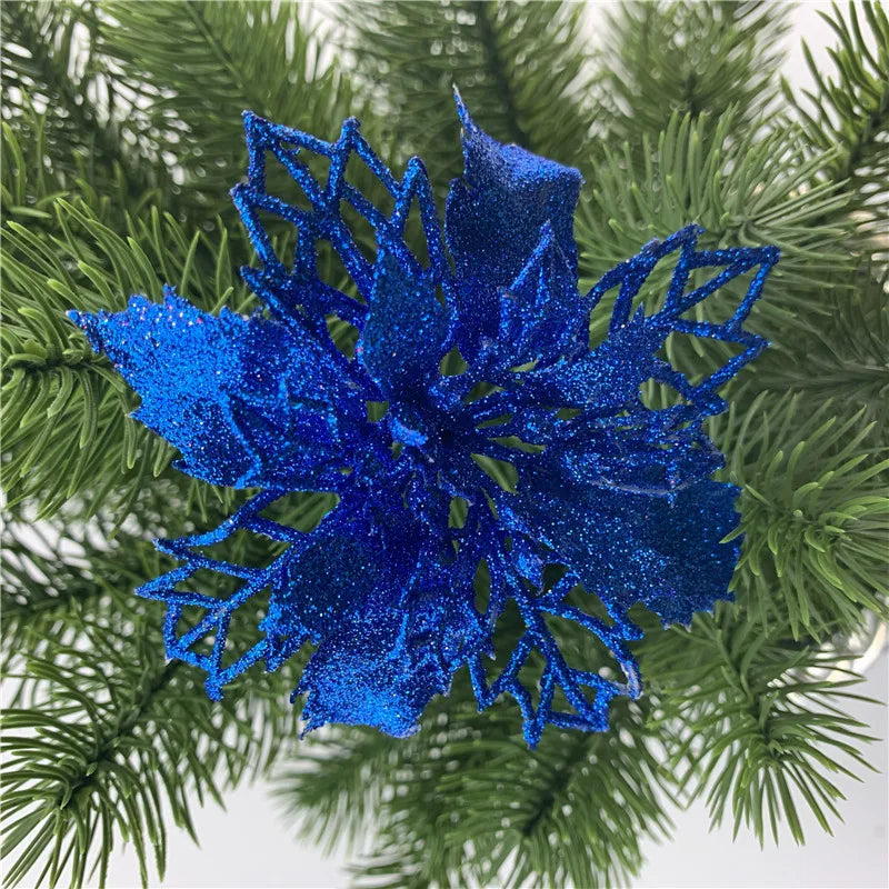 décoration suspendue fleur pailletée pour arbre de noël