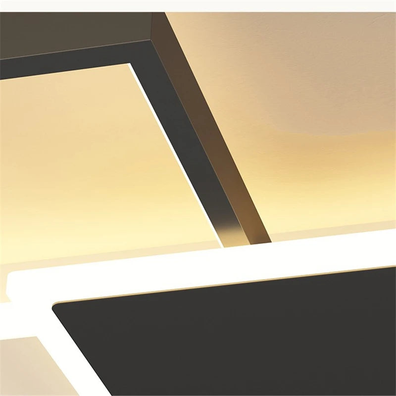 Modern square frame ceiling light with LED - vue 5 sur 12