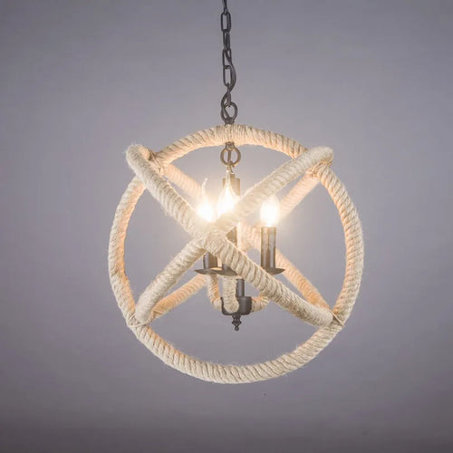 Vintage hemp pendant lamp for café or restaurant - vue 2 sur 6