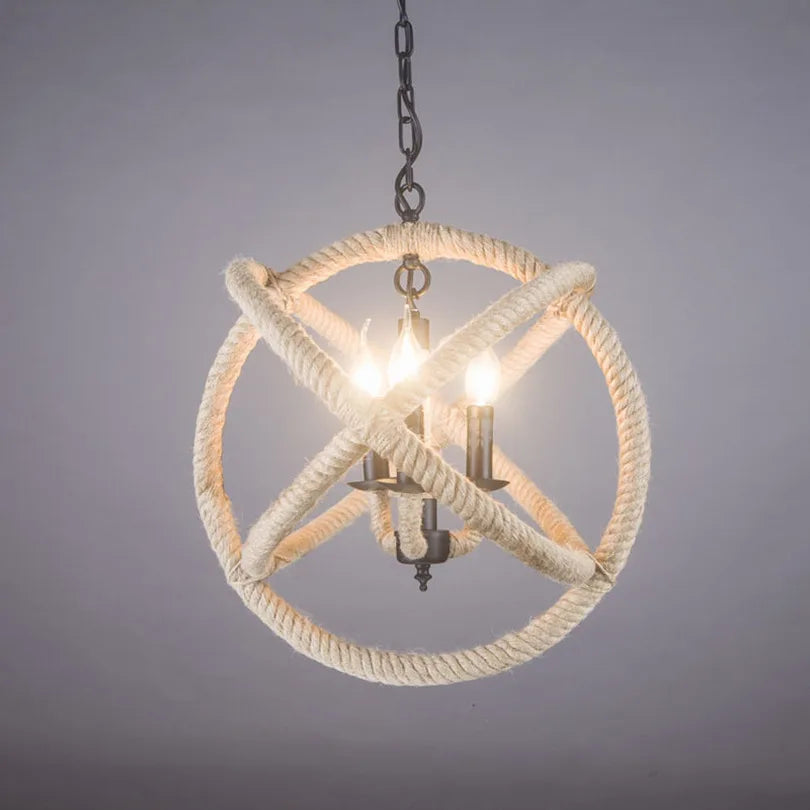 Vintage hemp pendant lamp for café or restaurant