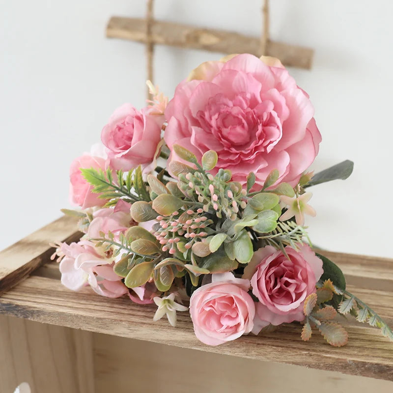 Artificial peony bouquet for weddings and decoration - vue 7 sur 12
