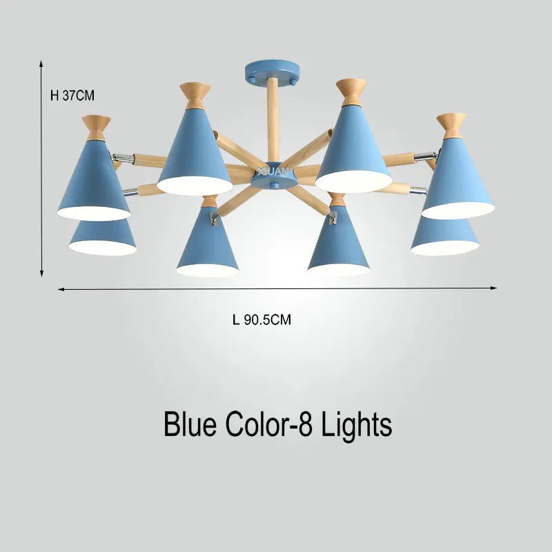 Nordic wooden pendant light for interior decor - vue 9 sur 26