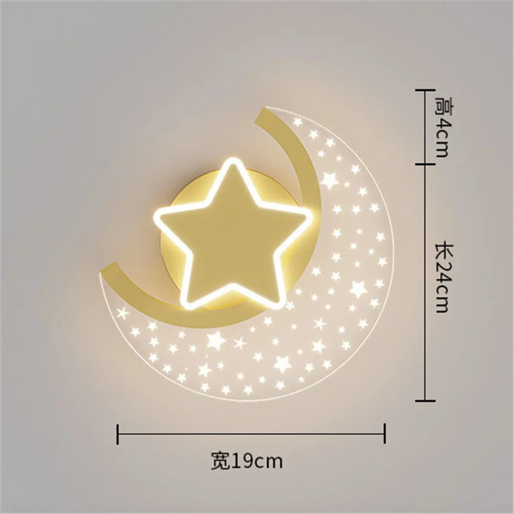 LED star and moon wall light for interior decoration - vue 8 sur 8
