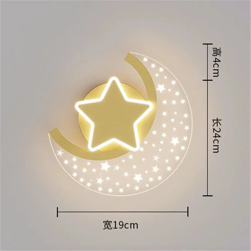 LED star and moon wall light for interior decoration - vue 9 sur 8