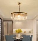 Round crystal chandelier with clear glass pendant design