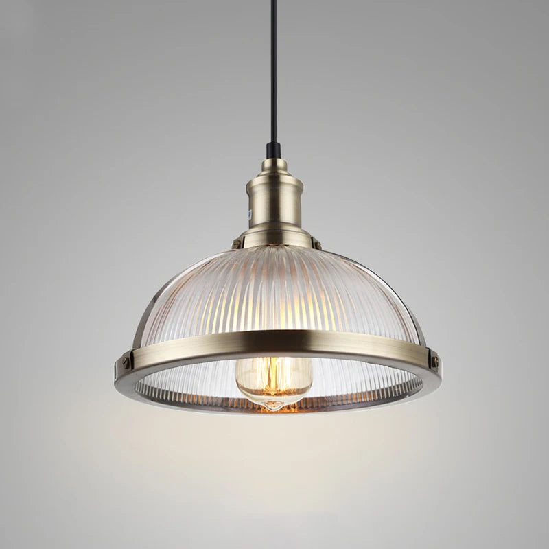 Vintage glass shade loft LED pendant light - vue 4 sur 8