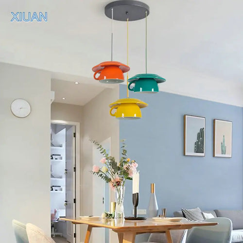 Modern ceramic LED teapot pendant light for kitchen - vue 3 sur 30