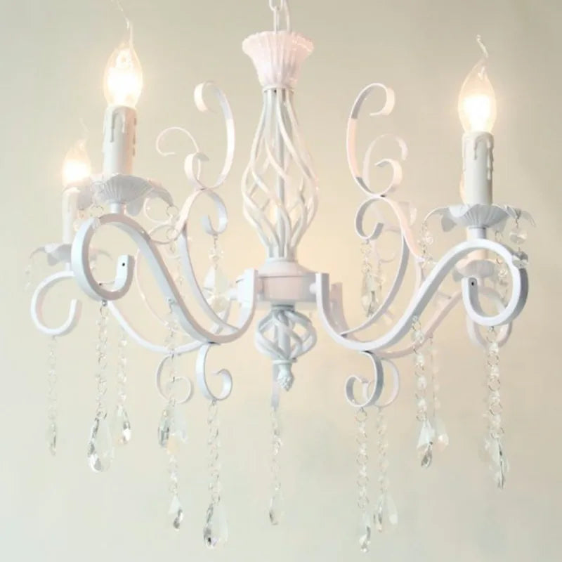 Vintage wrought iron chandelier with crystals for interior decoration