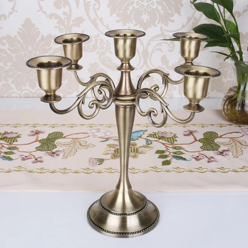 Retro five-arm candle holder for romantic home decor