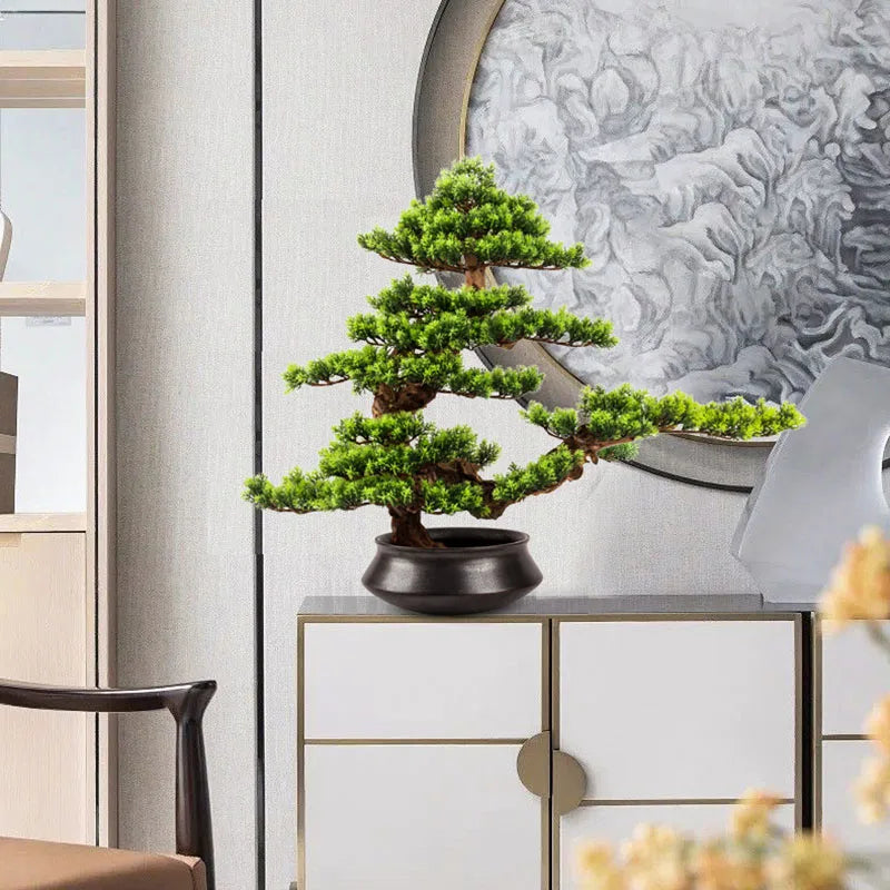 Welcome Pine Bonsai Decoration,Living Room,Desktop,Fake Tree,Artificial Plants,Potted Ornament,Home Decor Customized - vue 3 sur 8