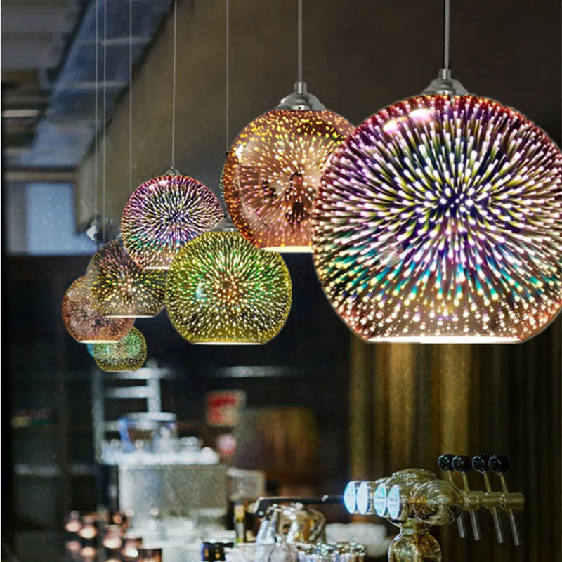 Modern nordic decorative LED pendant lamp fireworks design - vue 4 sur 9