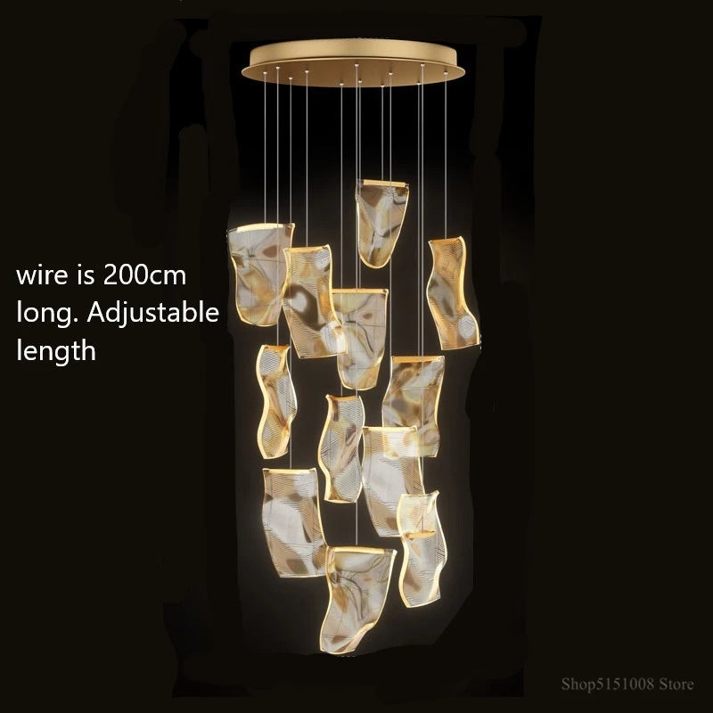 Modern LED chandelier for staircases and clothing shops