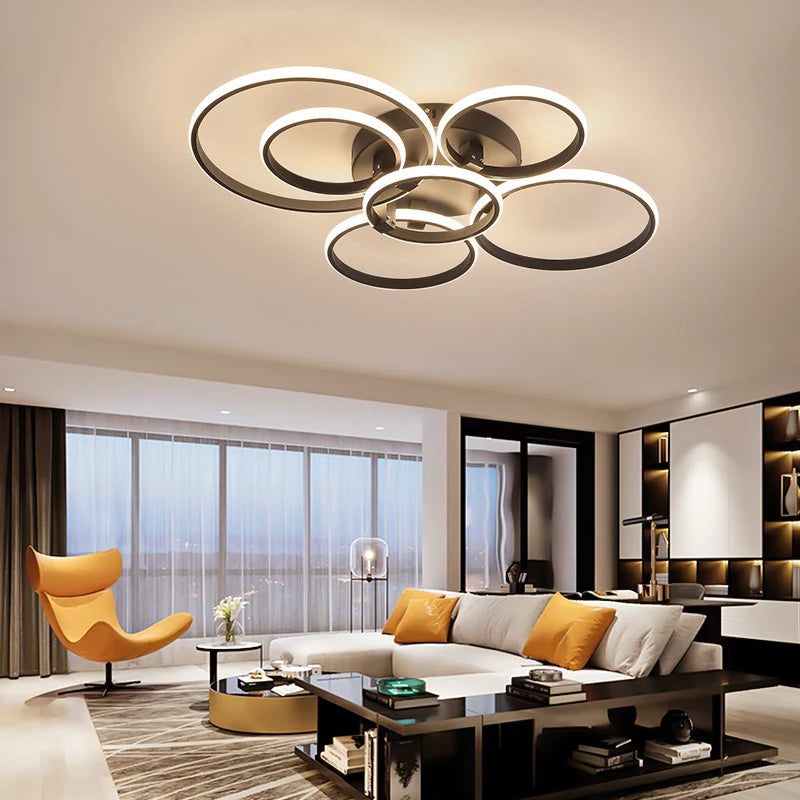 Neo Gleam modern LED ceiling light RC dimmable rings for living room and bedroom - vue 4 sur 13