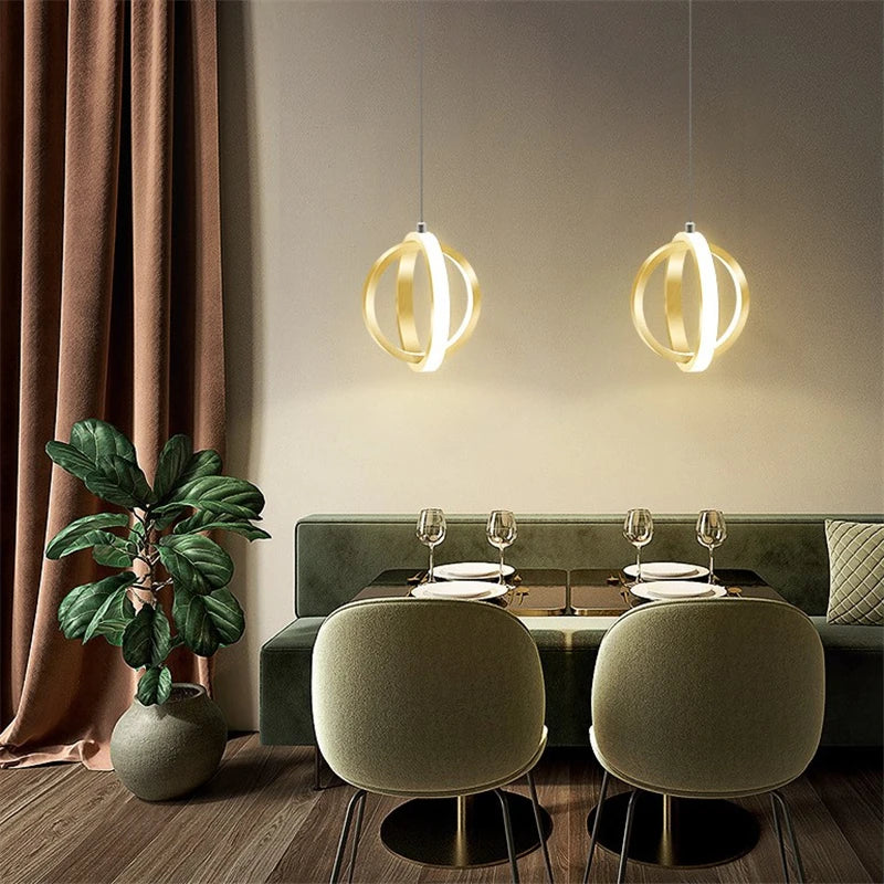 Nordic designer pendant light with gold ring