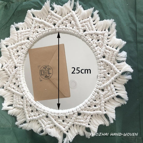 decorative macrame mirror bohemian style for interior decoration - vue 10 sur 11