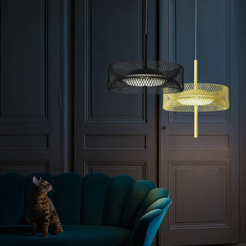 Nordic colourful designer metal pendant light with LED for indoor use - vue 2 sur 11