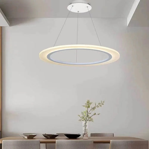 Modern circular single-ring LED chandelier - vue 4 sur 9