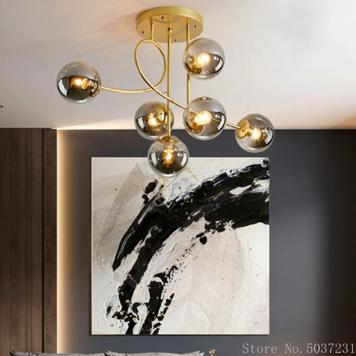 Creative and elegant glass globe ceiling light for interiors - vue 3 sur 11